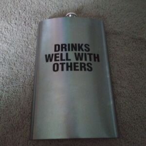 Xl Stainless Steel Flask with "DRINKS WELL WITH OTHERS" 7x11